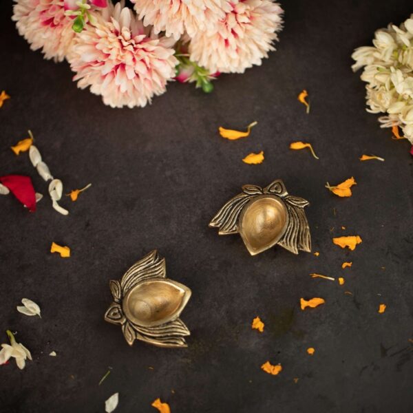 Kamalam : Brass Lotus Diya - Image 3