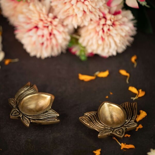 Kamalam : Brass Lotus Diya - Image 2